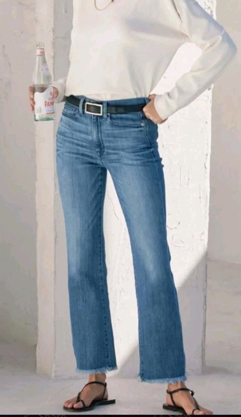 AYR The Bomb Pop High Rise Straight Leg Jeans Med Wash Raw Hem 29L